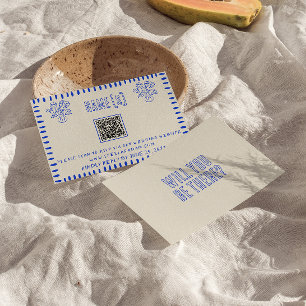 Hand getrokken retro eigenzinnige krabbel QR-code RSVP Kaartje