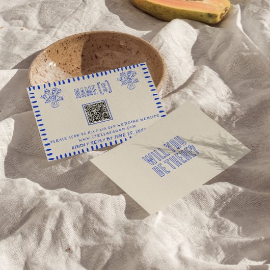 Hand getrokken retro eigenzinnige krabbel QR-code RSVP Kaartje