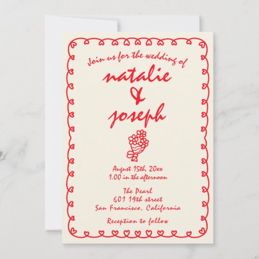 Hand getrokken retro funky QR-code eigenzinnige br Kaart (Voorkant)