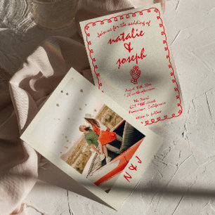 Hand getrokken retro funky trendy eigenzinnige bru kaart