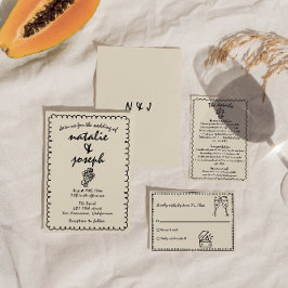 Hand getrokken retro funky unieke eigenzinnige bru kaart