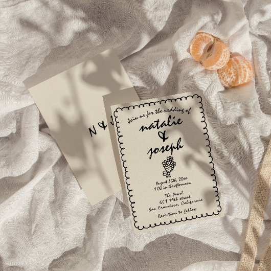 Hand getrokken retro funky unieke eigenzinnige bru kaart