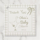 Hand getrokken Retro Gekke Goose Ribbon Baby showe Bedankjes Labels (Voorkant)