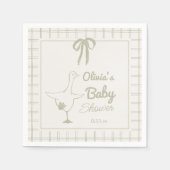 Hand getrokken Retro Gekke Goose Ribbon Baby showe Servet (Voorkant)