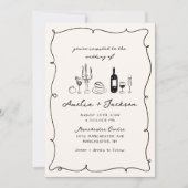 Hand getrokken retro, grillige & chique bruiloft kaart (Voorkant)