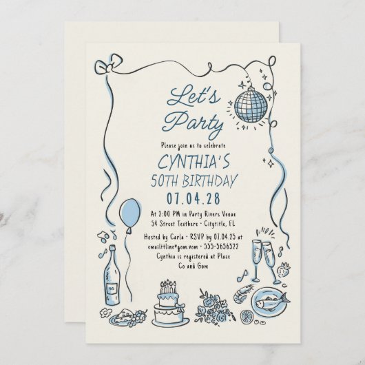 Hand getrokken retro grillige eigenzinnige volwass kaart (Voorkant / Achterkant)