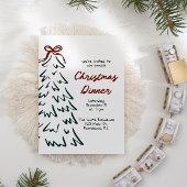 Hand getrokken retro kerstfeest uitnodigen feestdagenkaart