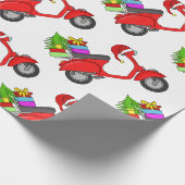 Hand getrokken retro kerstscooter cadeaupapier (Hoek)