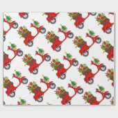 Hand getrokken retro kerstscooter cadeaupapier (Vlak)
