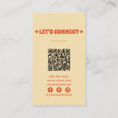 Hand getrokken Retro Kleurrijke QR Code Boho 70s B Visitekaartje (Achterkant)