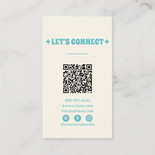 Hand getrokken Retro Kleurrijke QR Code Boho Flora Visitekaartje (Achterkant)