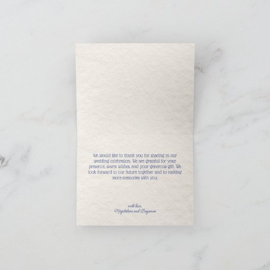 Hand Getrokken Retro Lint Boog Cake Navy Blue Bedankkaart (Binnen)