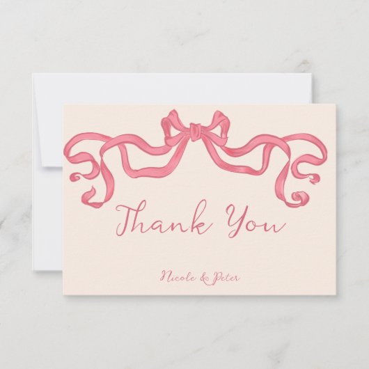 Hand getrokken retro lint krabbel bruiloft bedankkaart (Voorkant)