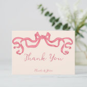 Hand getrokken  retro lint krabbel bruiloft bedankkaart (Staand voorkant)