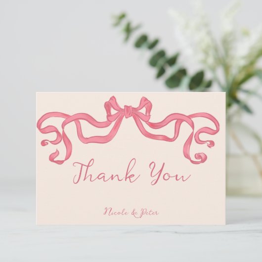 Hand getrokken retro lint krabbel bruiloft bedankkaart (Staand voorkant)