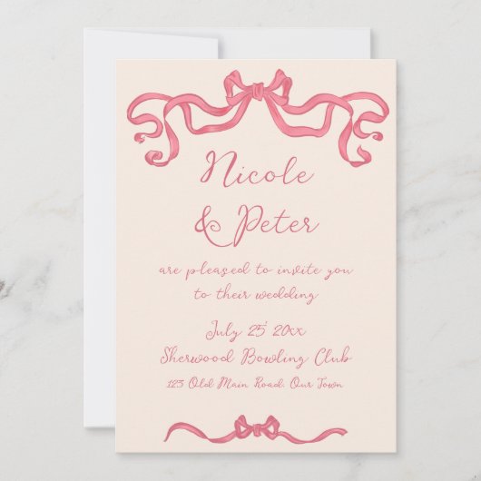 Hand getrokken retro lint krabbel bruiloft kaart (Voorkant)