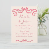 Hand getrokken retro lint krabbel bruiloft kaart (Staand voorkant)