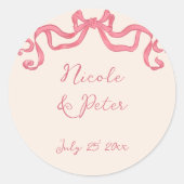 Hand getrokken  retro lint krabbel bruiloft ronde sticker (Voorkant)