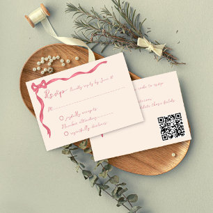 Hand getrokken  retro lint krabbel bruiloft RSVP kaartje