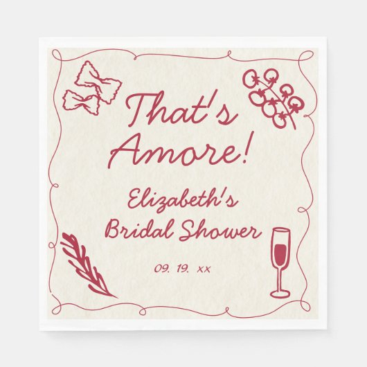 Hand getrokken Retro Rood Italiaans Casual Bruids  Servet (Voorkant)