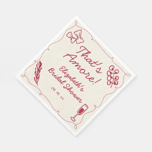 Hand getrokken Retro Rood Italiaans Casual Bruids Servet (Hoek)