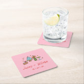 Hand getrokken Retro Roze Hedendaagse Kunst Bruilo Kartonnen Onderzetters (Insitu)