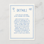 Hand getrokken retro schets blauwe bruiloft detail informatiekaartje (Voorkant)