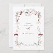 Hand getrokken  Retro Vrolijk Kerstfeest Feestdagenkaart (Voorkant)