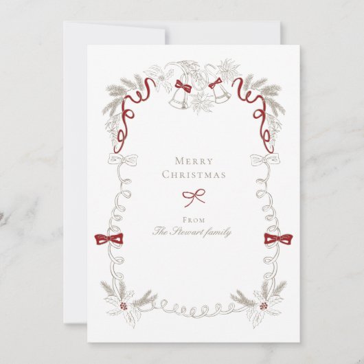 Hand getrokken Retro Vrolijk Kerstfeest Feestdagenkaart (Voorkant)