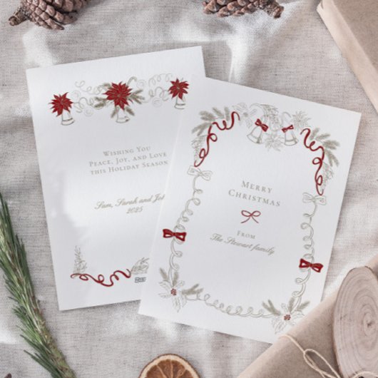 Hand getrokken  Retro Vrolijk Kerstfeest Feestdagenkaart