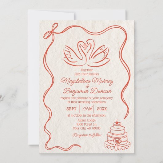 Hand getrokken retro zwanen foto alles in een brui kaart (Voorkant)