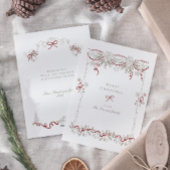 Hand Getrokken Ribbon Krans Kerstmis Feestdagenkaart