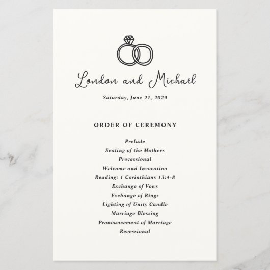 Hand getrokken ringen Doodle Modern Wedding Progra (Voorkant)