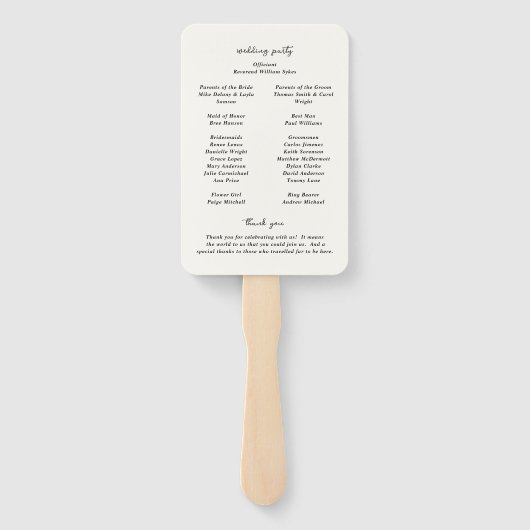 Hand getrokken ringen Doodle Modern Wedding Progra Handwaaier (Achterkant)