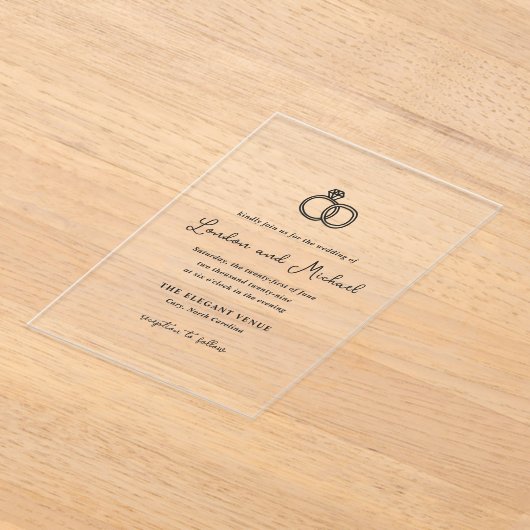 Hand getrokken ringen Doodle moderne bruiloft Acryl Uitnodigingen (Laagn)