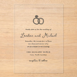 Hand getrokken ringen Doodle moderne bruiloft Acryl Uitnodigingen