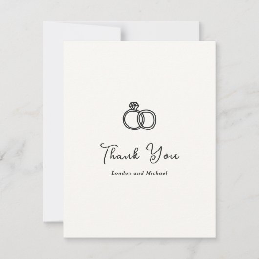 Hand getrokken ringen Doodle moderne bruiloft Bedankkaart (Voorkant)