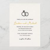 Hand getrokken ringen Doodle moderne bruiloft Folie Uitnodiging (Voorkant)