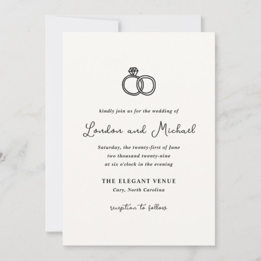 Hand getrokken ringen Doodle moderne bruiloft Kaart (Voorkant)