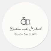 Hand getrokken ringen Doodle moderne bruiloft Ronde Sticker (Voorkant)