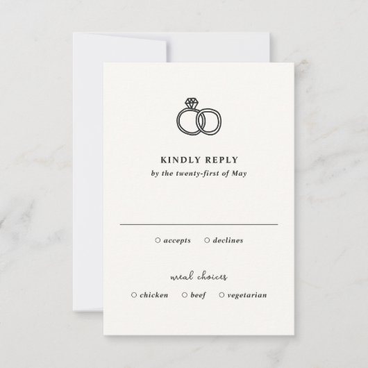 Hand getrokken ringen Doodle moderne bruiloft RSVP Kaartje (Voorkant)