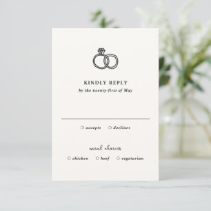 Hand getrokken ringen Doodle moderne bruiloft RSVP Kaartje