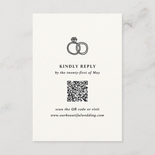 Hand getrokken ringen Doodle moderne bruiloft RSVP Kaartje (Voorkant)