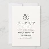 Hand getrokken ringen Doodle moderne bruiloft Save The Date (Voorkant)