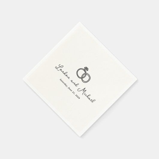 Hand getrokken ringen Doodle moderne bruiloft Servet (Hoek)