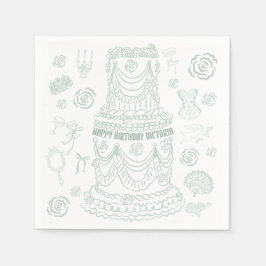 Hand getrokken Rococo Soft Renaissance Coquette Pa Servet