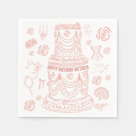 Hand getrokken Rococo Soft Renaissance Coquette Pa Servet