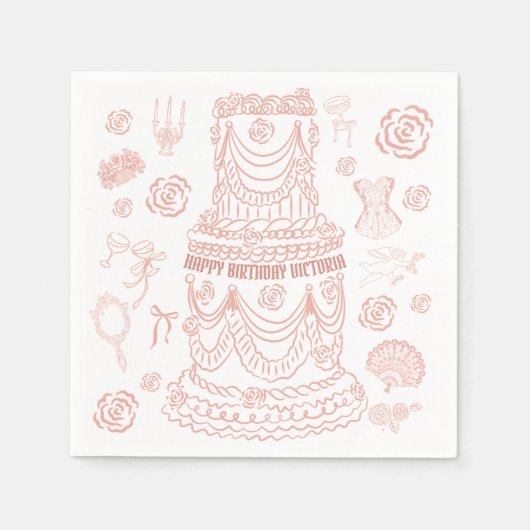 Hand getrokken Rococo Soft Renaissance Coquette Pa Servet (Voorkant)