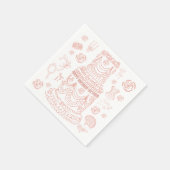 Hand getrokken Rococo Soft Renaissance Coquette Pa Servet (Hoek)