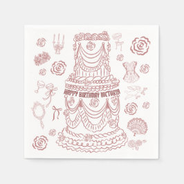 Hand getrokken Rococo Soft Renaissance Coquette Pa Servet